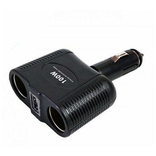 Разветвитель розетки прикуривателя в авто / автомобильное зарядное устройство / зарядка в машину OLESSON 1646 (2 гнезда+USB) / черный