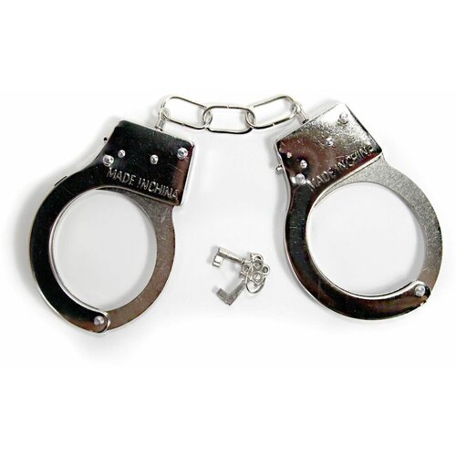 металлические наручники metal handcuff с мехом – черные Карнавальные наручники с ключами