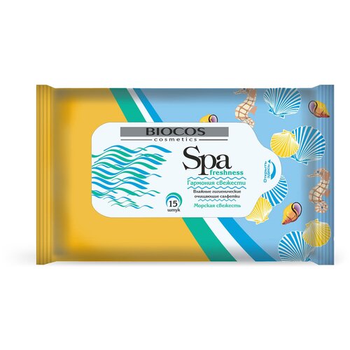 BioCos Влажные салфетки SPA Freshness Морская свежесть, 15 шт.