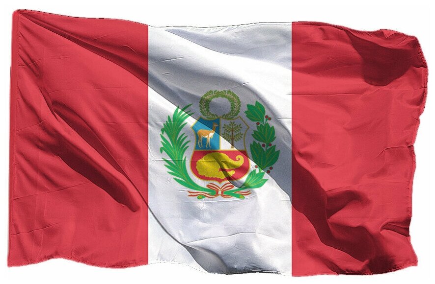 Флаг Перу на шёлке, 90х135 см - для ручного древка