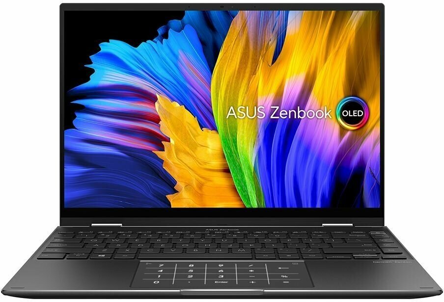 Ноутбук ASUS ZenBook14 Flip OLED UN5401QA-KN219, 14" (2880x1800) OLED 90Гц сенсорный/AMD Ryzen 7 5800H/16ГБ LPDDR4X/1ТБ SSD/Radeon Graphics/Без ОС, черный 90NB0V31-M00AL0