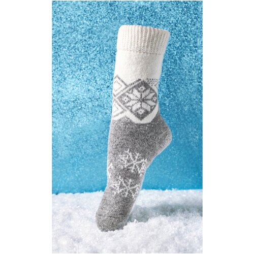 фото Мужские шерстяные носки серые "снежные узоры" нет