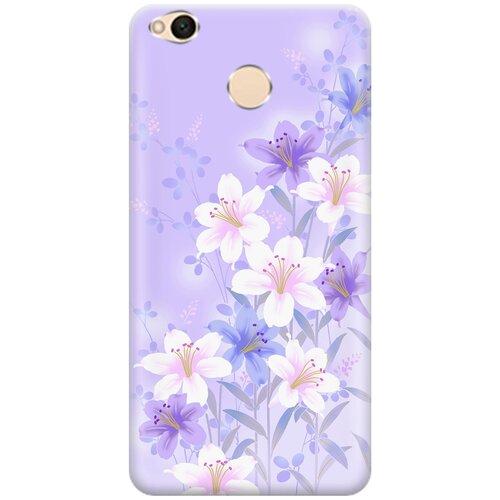 фото Ультратонкий силиконовый чехол-накладка для xiaomi redmi 4x с принтом "лилии на фиолетовом" gosso