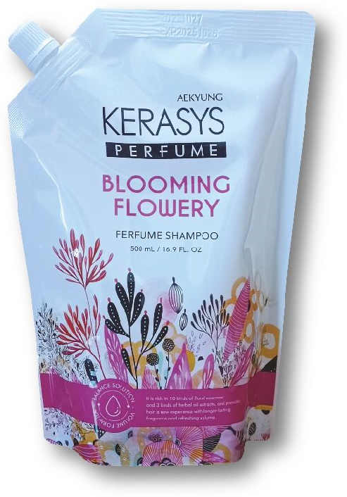 Aekyung Kerasys Parfumed Blooming & Flowery Шампунь для волос парфюмированный Флер 500 мл в мягкой упаковке