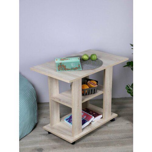 Журнальный столик на колесиках Alubalu 60х74х44 см дуб сонома 2860₽