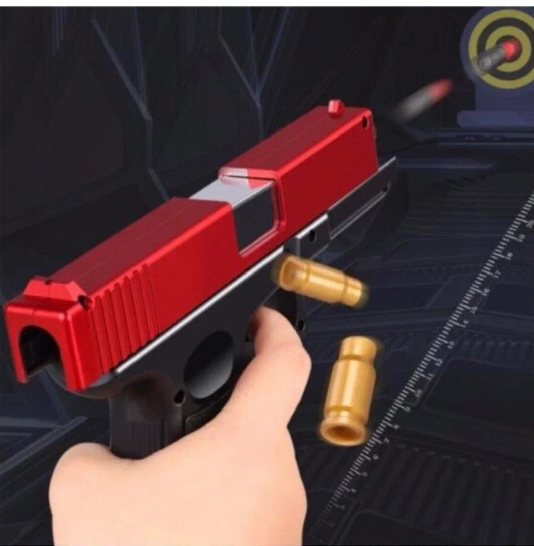 Детский пневматический пистолет Глок 18 (Glock 18) с глушителем и выбросом гильз