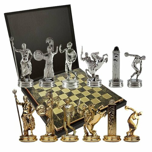 Шахматы Олимпийские Игры, доска коричневая сувенир керамика шахматная фигура пешка серебро 16х7 5х7 5 см