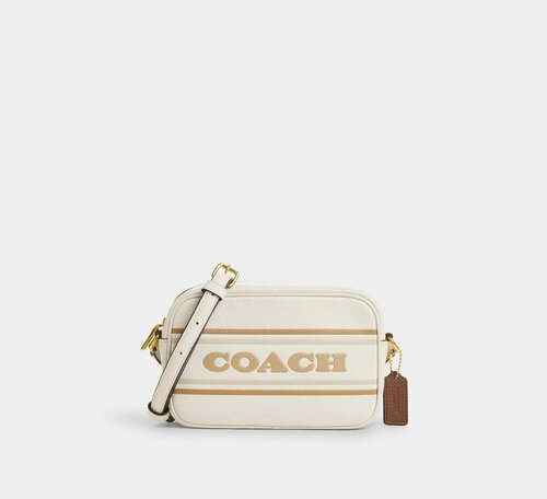 Сумка кросс-боди Coach, фактура зернистая, бежевый