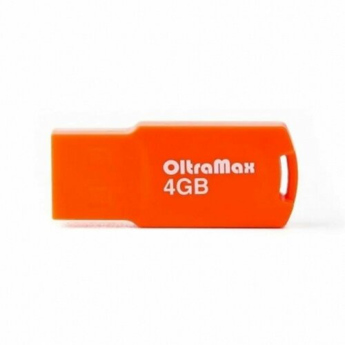 Флешка, 4 Гб, USB 2.0, чт до 20 Мб/с, зап до 10 Мб/с, оранжевая