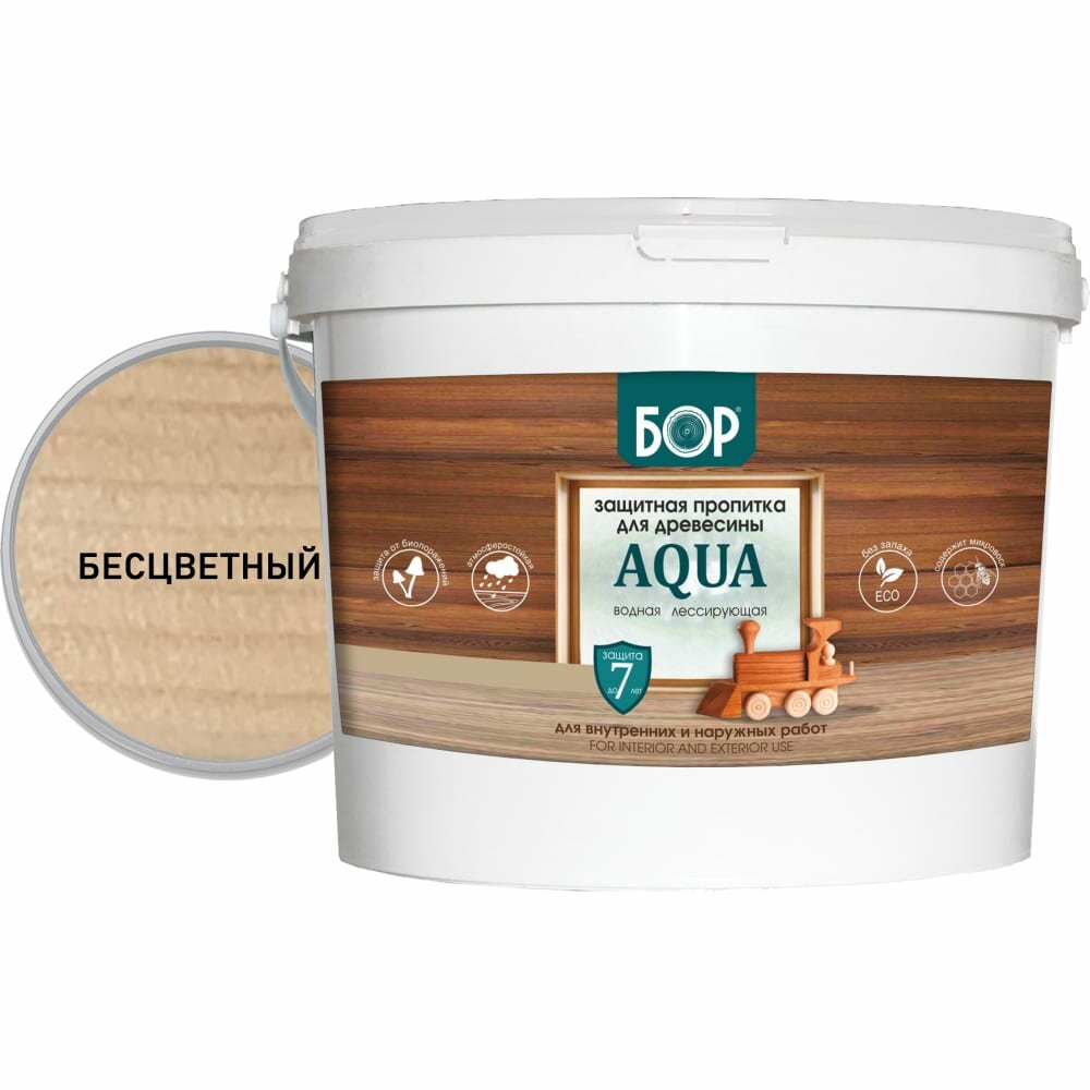 фото Защитная пропитка для древесины Бор AQUA
