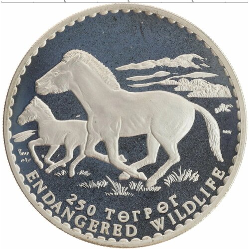 Клуб Нумизмат Монета 250 тугриков Монголии 1992 года Серебро Вымирающие виды - Лошадь Пржевальского