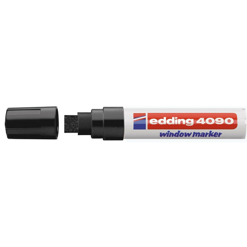 Маркер для окон Edding E-4090/001, черный, стираемый, толщина линии 4-15 мм, плоский наконечник