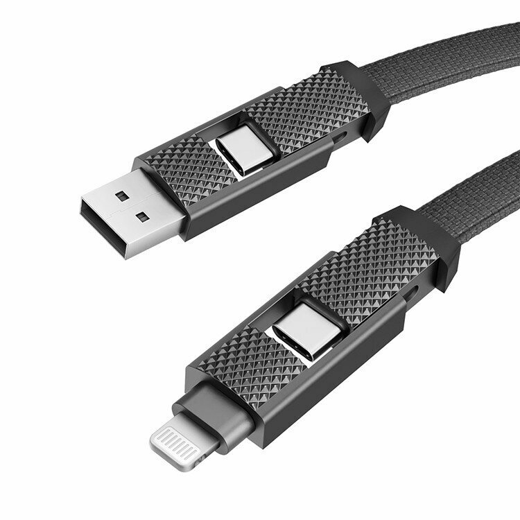 EnergEA Кабель Bazic AluCable 4-in-1 (In USB-A/C, Out USB-C/Lightning) 60W Black 1.0m