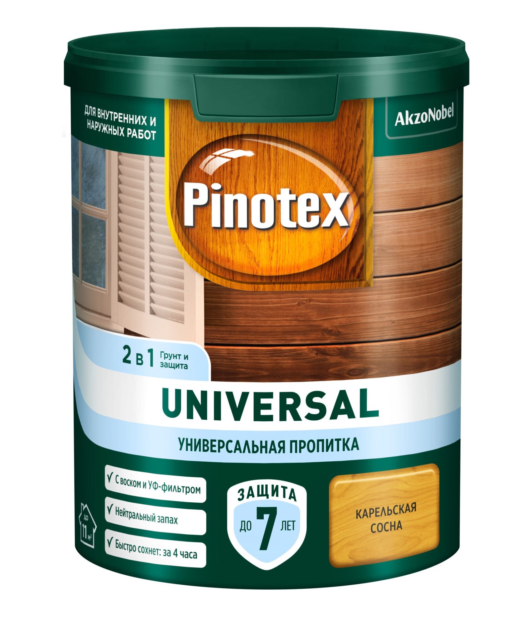 PINOTEX Universal 2в1 Карельская сосна 0,9 л