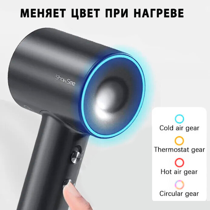 Фен Xiaomi ShowSee Hair Dryer A18 1800 Вт черный - фотография № 12