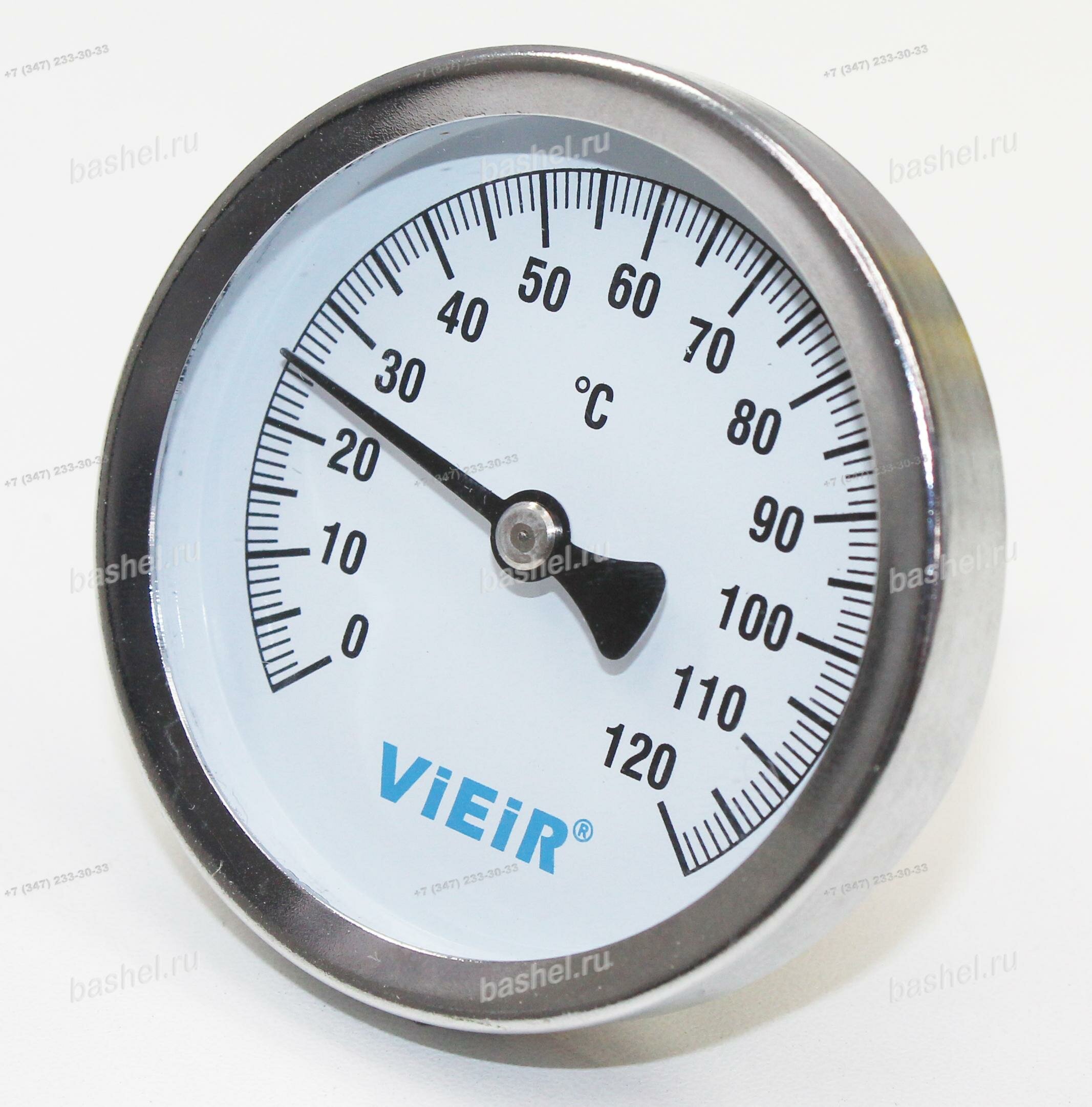 Термометр биметаллический 0…120°С Vieir гильза - G1/2 D-12mm L-42mm