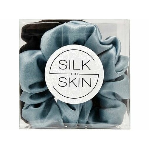 Набор шелковых резинок для волос Silk for Skin черный, серый