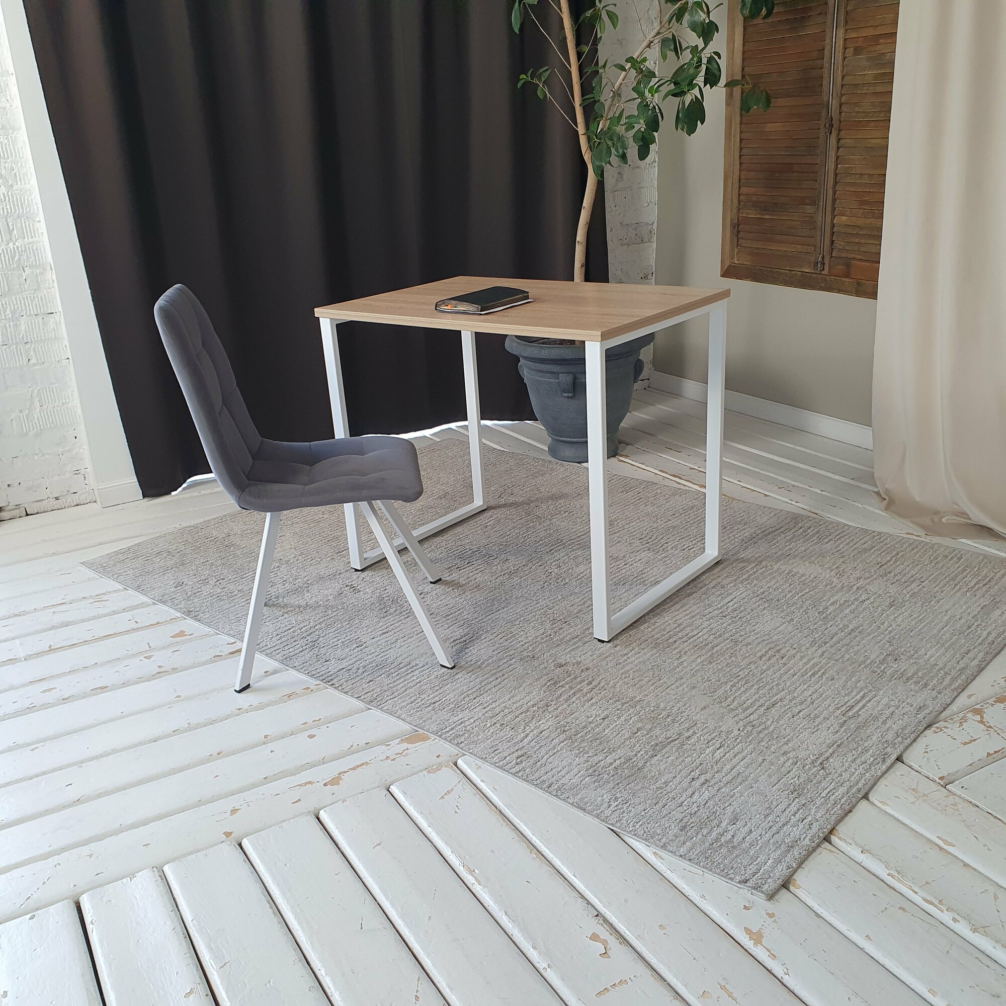 фото Компьютерный стол Ник Дуб 60*60 см. Белые ножки