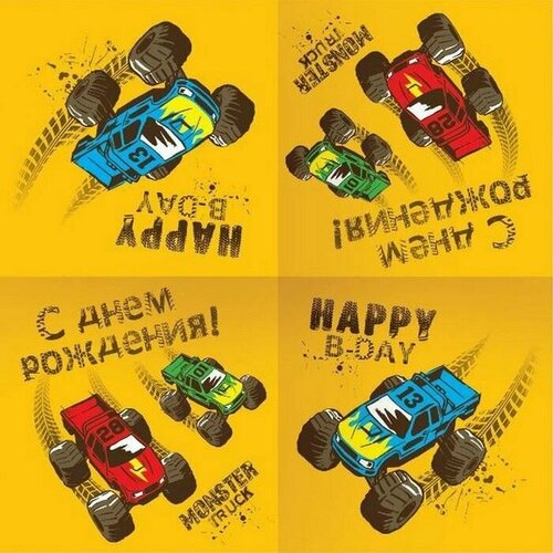 Салфетка бумажная Тачки Монстры Трак 33х33 см набор 12 шт 521₽