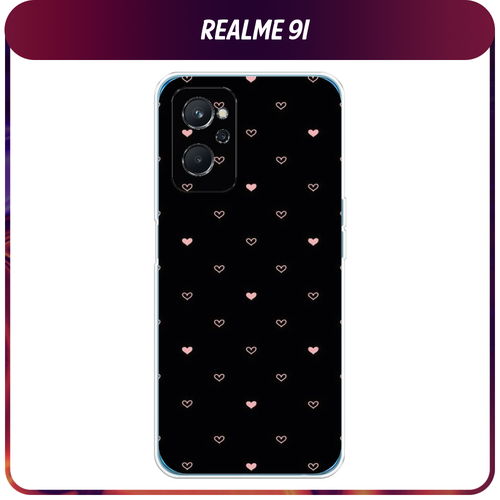 Силиконовый чехол на Realme 9i/Oppo A96 4G / Реалми 9i Чехол с сердечками силиконовый чехол на realme 9i реалми 9i сакура