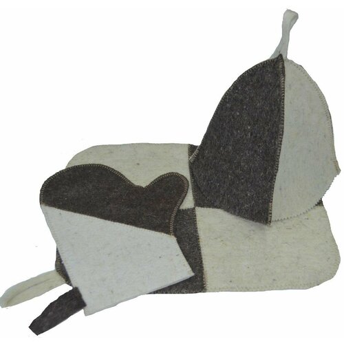 Набор для сауны двухцветный (Колпак, рукавица, коврик) набор для бани и сауны ecology sauna женский цвет бежевый серый 3 предмета