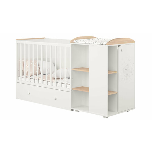 Кровать детская Polini kids French 900 Teddy с комодом белый-дуб пастельный 24490₽