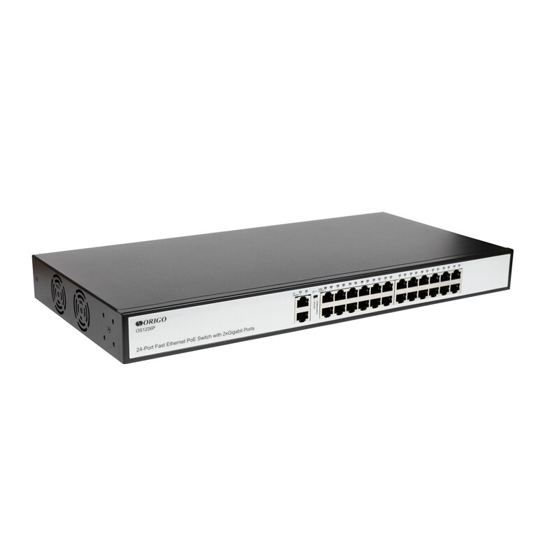 Коммутатор/ Unmanaged Switch 24x100Base-TX PoE, 2x1000Base-T, PoE Budget 285W, Long-range PoE up to 250m, 19" w/brackets