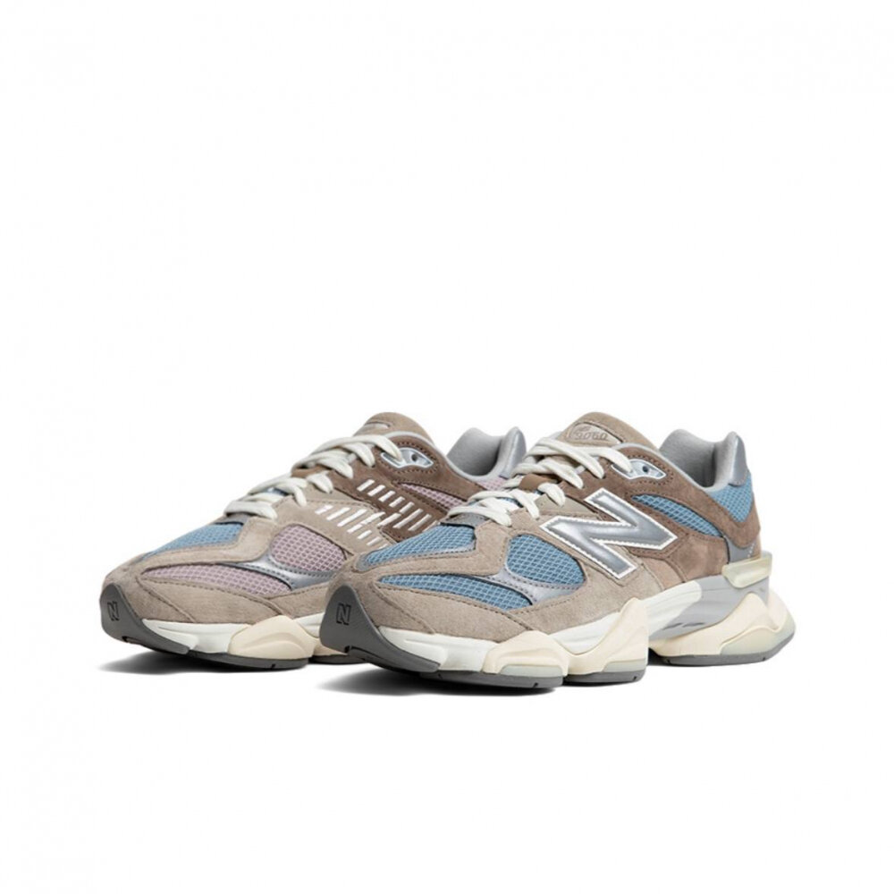 Кроссовки New Balance 9060, полнота F (EU)/ на среднюю стопу, размер 5.5US 38EU 37RU 23.5СМ, синий, серый, бежевый, коричневый — фото 1