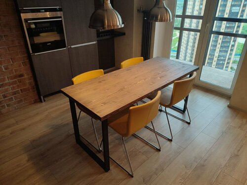 Изображение товара Стол кухонный, 180х70, массив, в стиле лофт, влагостойкий, матовый