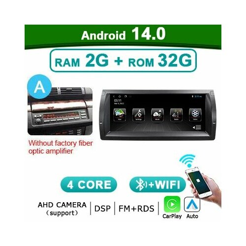 2 DIN 10,25 'Carplay Android 14 автомобильный радиоприемник для BMW 5 серии E39 X5 E53 M5 1996-2007 Android автомобильный стерео 4GWIFI мультимедийный плеер, CBL-4G64G-Andr14-A