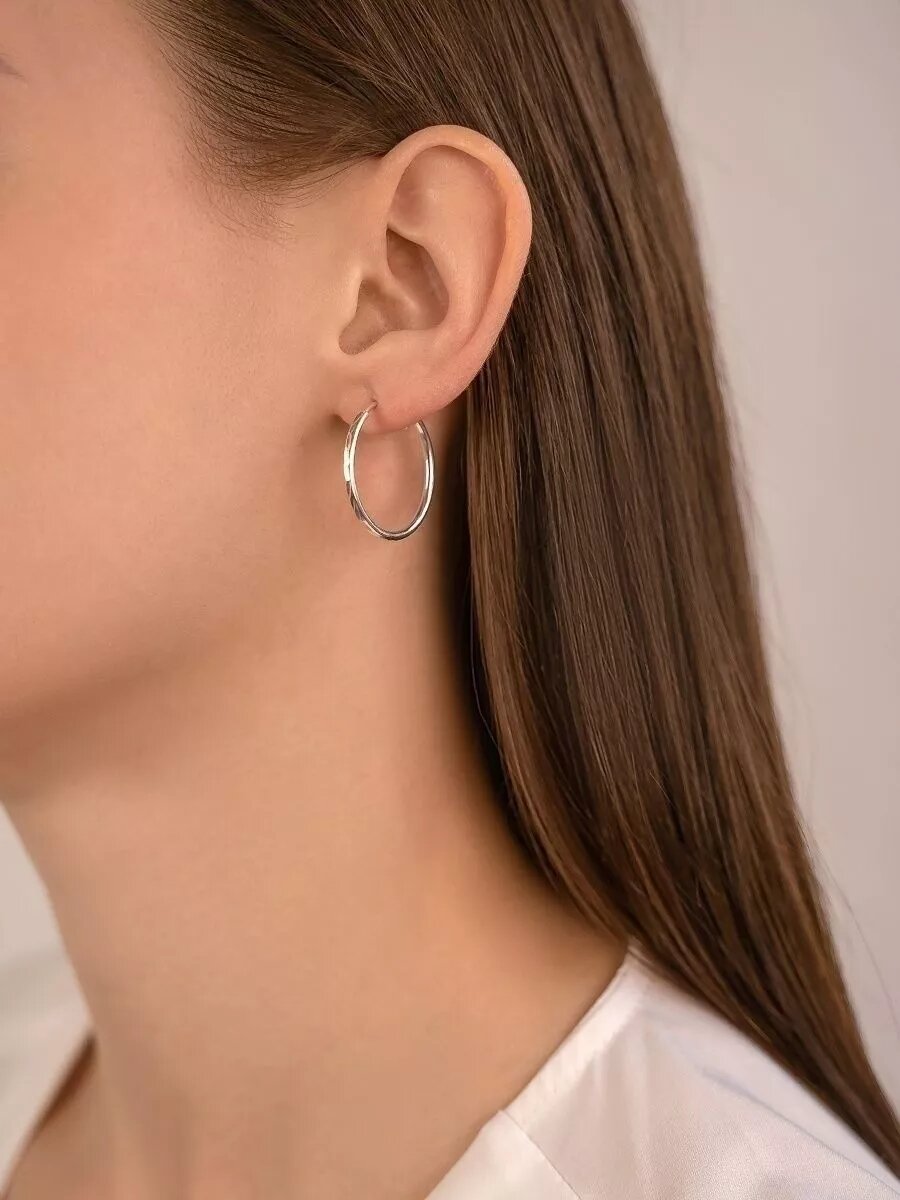 Серьги конго Ювелир Карат, серебро, 925 проба, гравировка