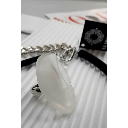 Кольцо PJ Murano, безразмерное, серебряный, черный, белый