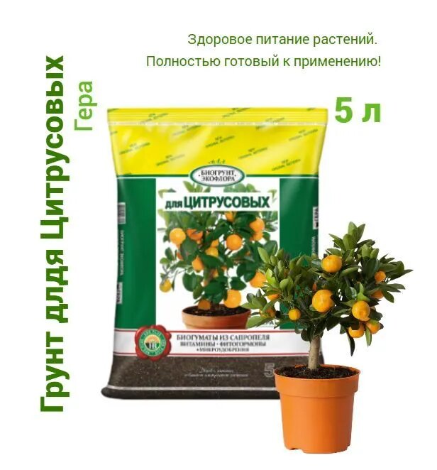 Грунт Биогрунт "Гера", для пальм, фикусов и других растений, 5л