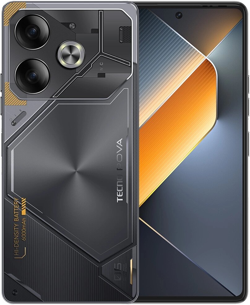 Смартфон Tecno Pova 6 256Gb 8Gb серый моноблок 3G 4G 2Sim 6.8" 1080x2436 Android 14 108Mpix 802.11 a/b/g/n/ac NFC GPS GS