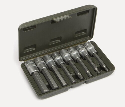 Изображение товара Набор головок 1/2" со вставкой шестигранной, длина 100 мм, 8 шт, Дело Техники, 625198