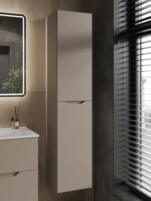 Шкаф-пенал для ванной Orange Line 35 правый матовый латте