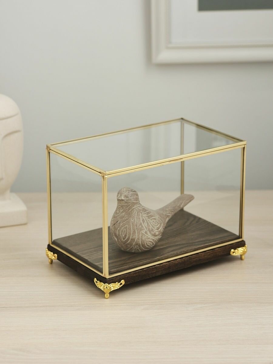 Клош во французском стиле, Арт-Птица, стекло, дерево, латунь, цвет золотой