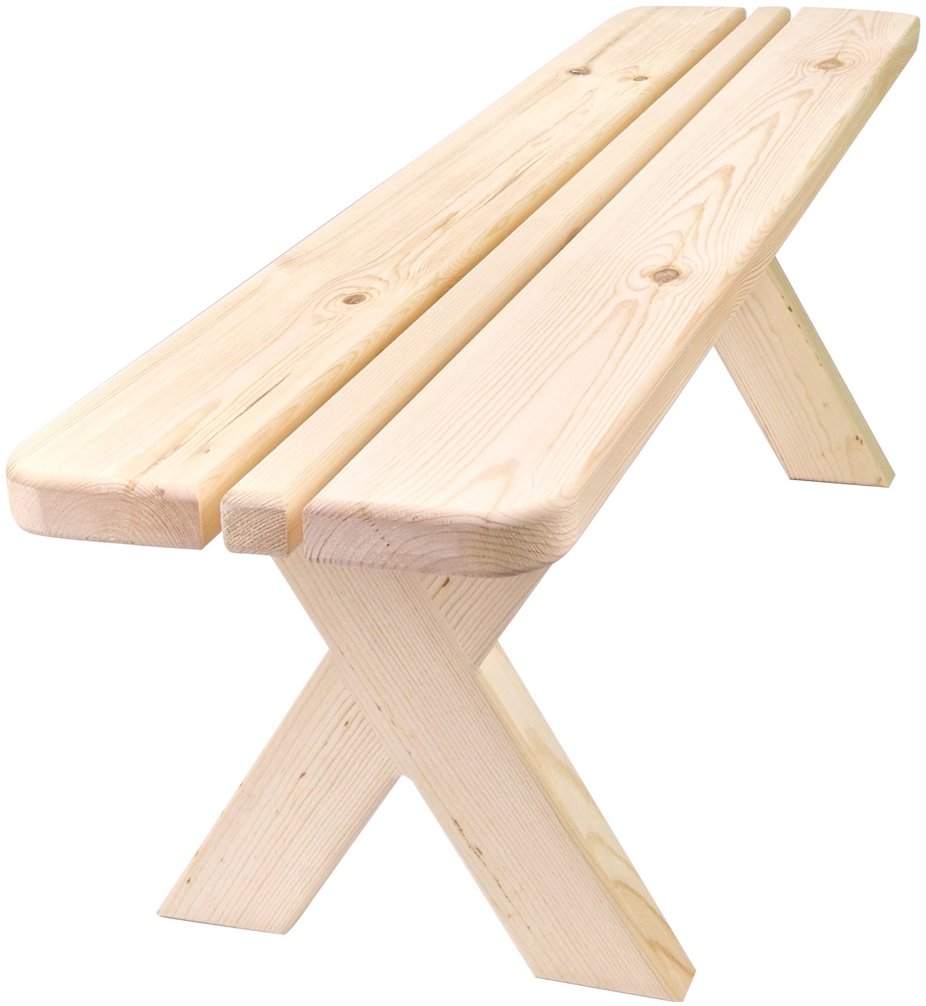 Скамейка деревянная 1.2 метра из массива Вологодской сосны люкс. Для сада / дома / бани /сауны - фотография № 1