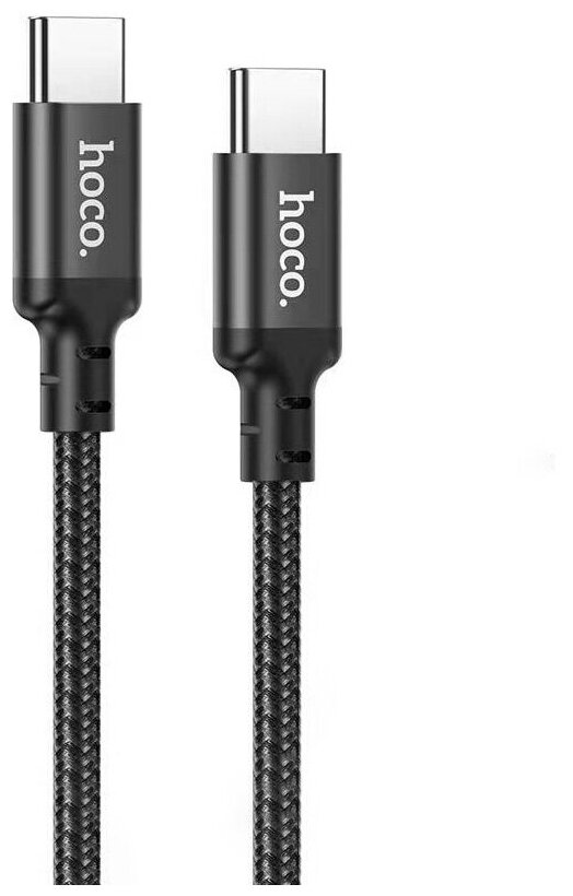 Usb Кабель-зарядка Type-C на Type-C Hoco X14 Double 3A 60W 1м в тканевой оплетке черный