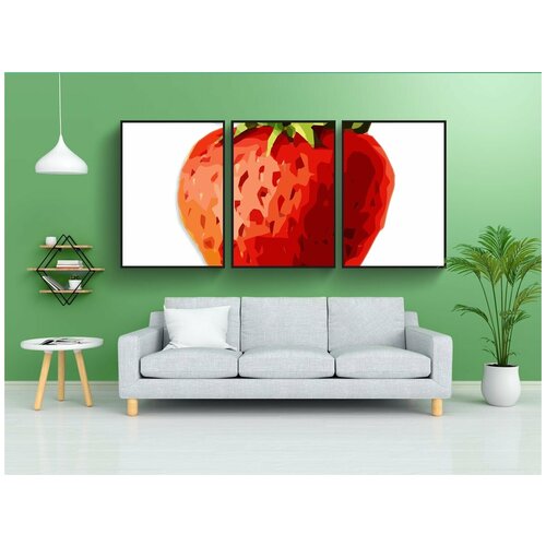 фото Набор модулных постеров для интерьера "клубника, красный, фрукты" 60x90 см. в тубусе, без рамки lotsprints