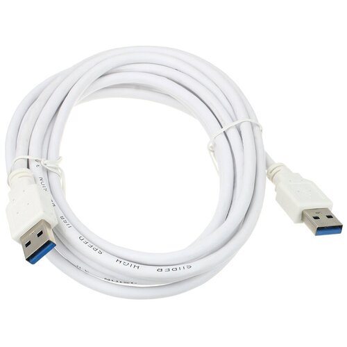 Шнур USB A-USB A 3.0 3м прорезиненный, белый