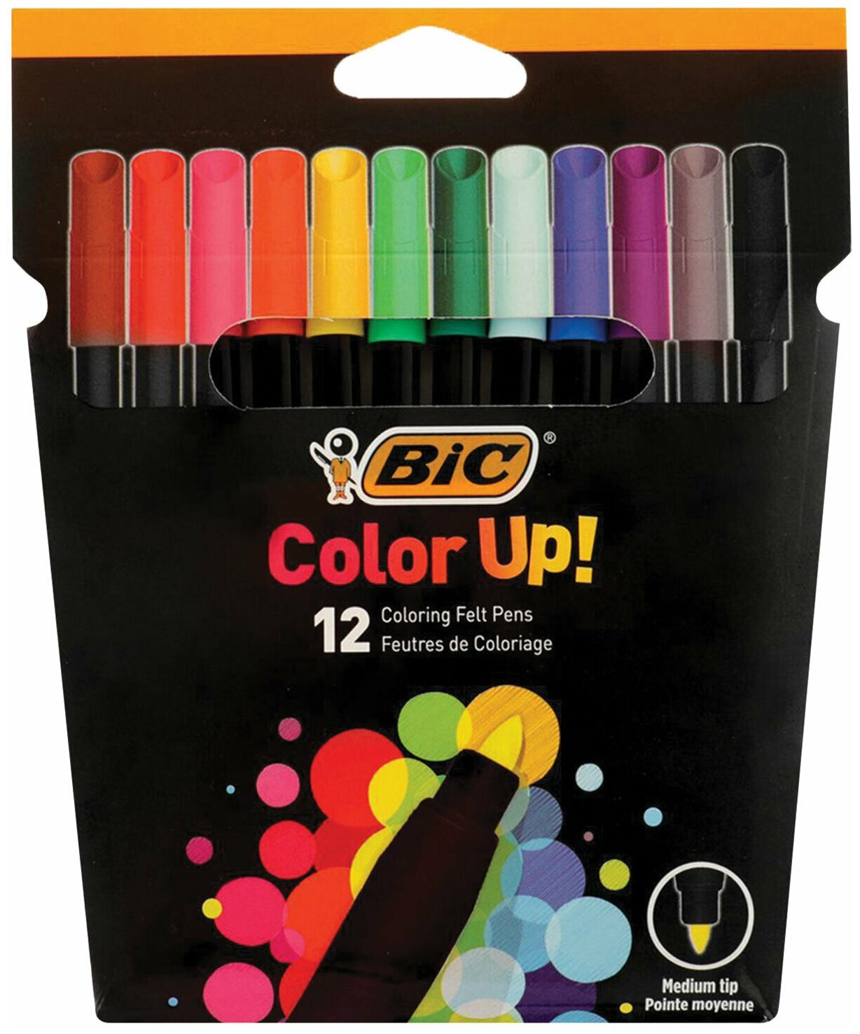 Фломастеры BIC 12 цветов "Color Up", суперсмываемые, вентилируемый колпачок (964900)