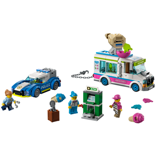 lego city погоня на полицейской машине и игрушечный автомобиль с мускулистыми машинами Конструктор LEGO City Police 60314 Погоня полиции за грузовиком с мороженым, 317 дет.