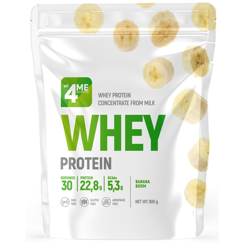 Концентрат сывороточного белка All4me Whey Protein 900 г банан