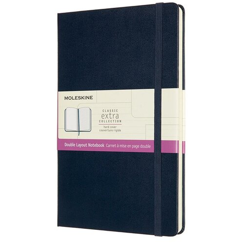 Блокнот Moleskine CLASSIC DOUBLE NB313HB20 Large 130х210мм 240стр. линейка/нелинованный твердая обложка синий