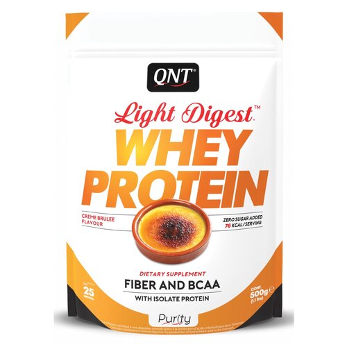 Протеин QNT Light Digest Whey Protein, 500 гр., крем-брюле протеин со вкусом бельгийского шоколада qnt light digest whey protein 500 гр