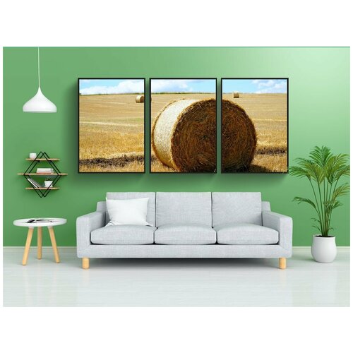 фото Набор модулных постеров для интерьера "солома, сено, уборка урожая" 60x90 см. в тубусе, без рамки lotsprints