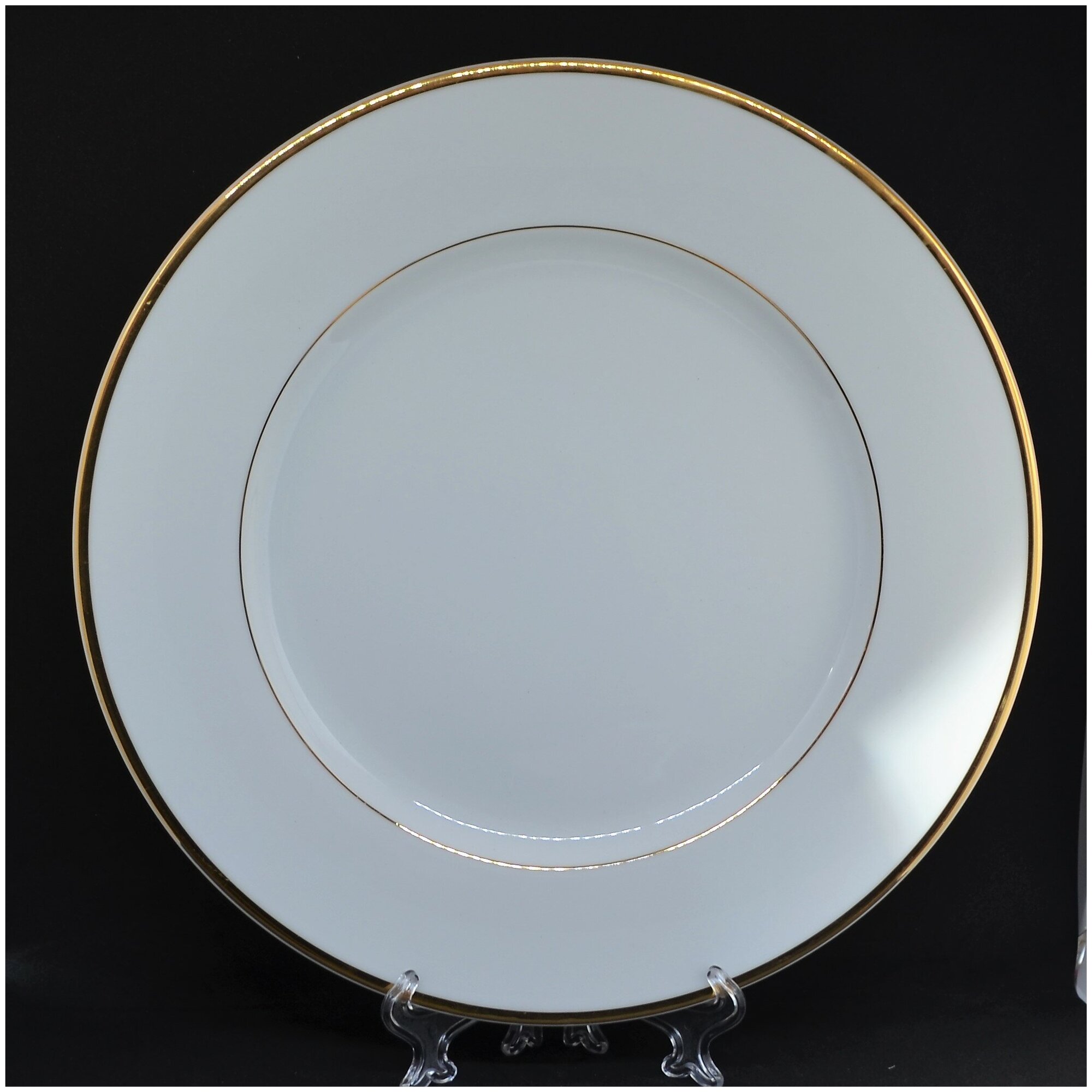 Блюдо сервировочное, круглое, Классика, THUN, Чехия, цвет белый с кантом по ободку, форма круглая — фото 1