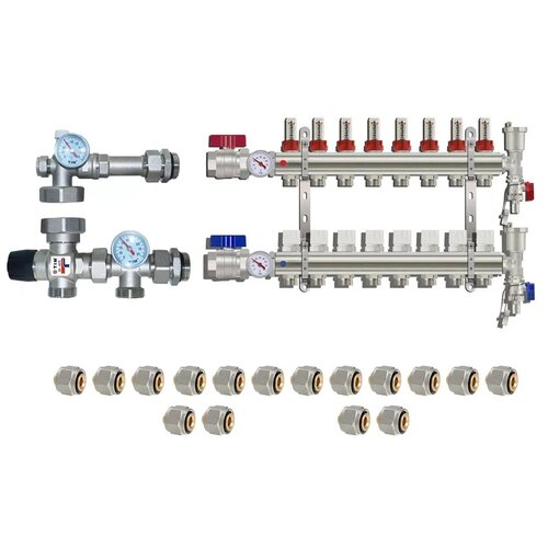 Комплект водяного теплого пола до 130кв/м (узел JH-1035) насосно смесительный узел tim jh 1035 20 43 без насоса tim 6534369