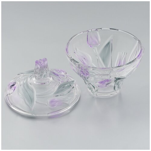 Конфетница с крышкой Nadine green-purple, Walther-Glas, стекло, 160 мм